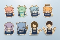 かいじゅうせかいせいふく オニオン書房 ダイカットシール 全8種