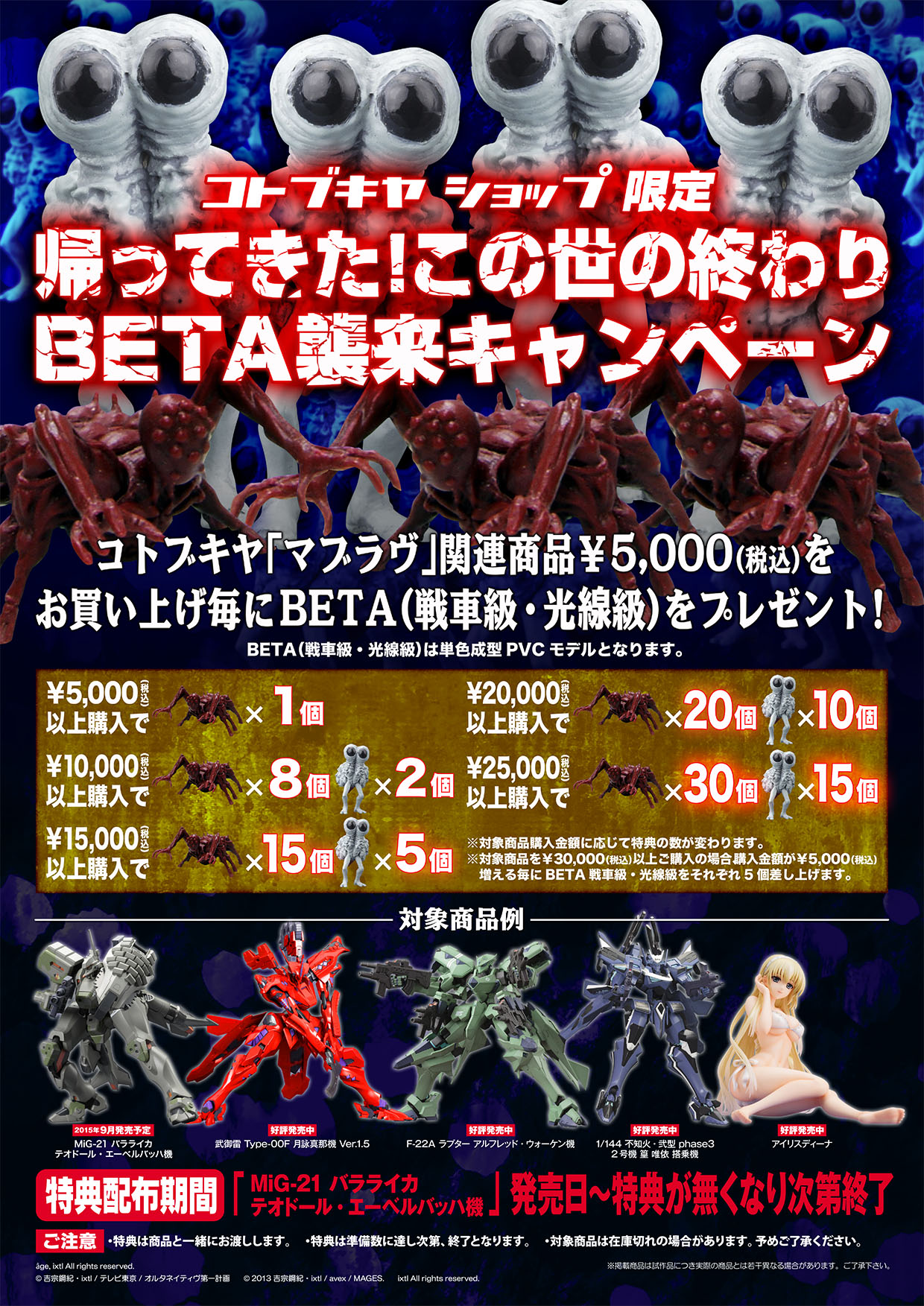 コトブキヤ製マブラヴ関連商品 帰ってきた この世の終わりbeta襲来キャンペーン Kotobukiya